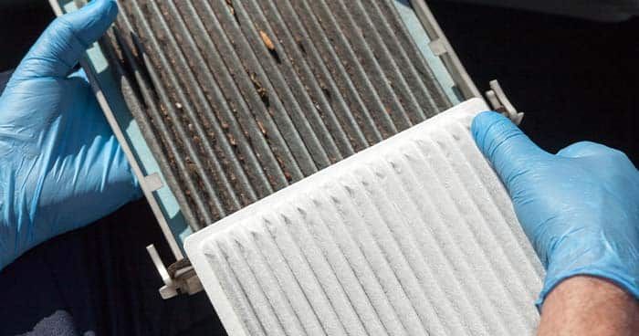 After a fire, it's important to change your air filter. This side by side picture shows a used and new air filter.