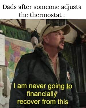 Image: Tiger King meme about adjusting the thermostat.
