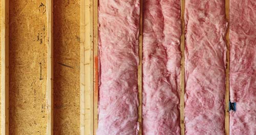 Image: insulation batting in an attic.
