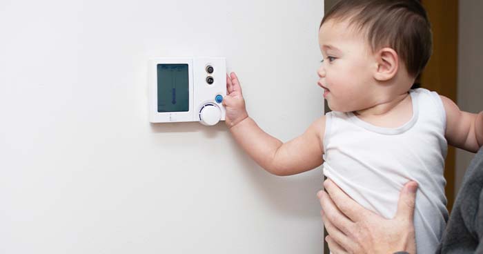 An important part of Children and HVAC is to keep kids away from the thermostat.