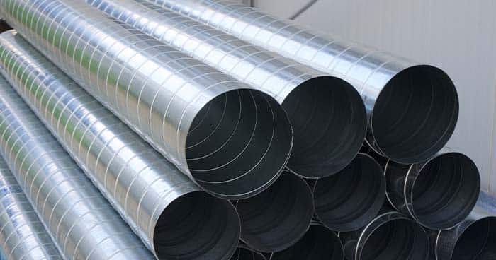 Image: a pile of flexible piping used for ductwork.