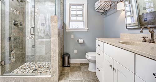 Image:  a finished bathroom up to proper plumbing code.